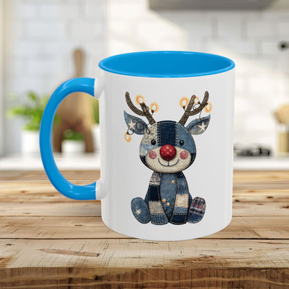 Cute Patchwork Reindeer Coffee Mug (11oz & 15oz)
