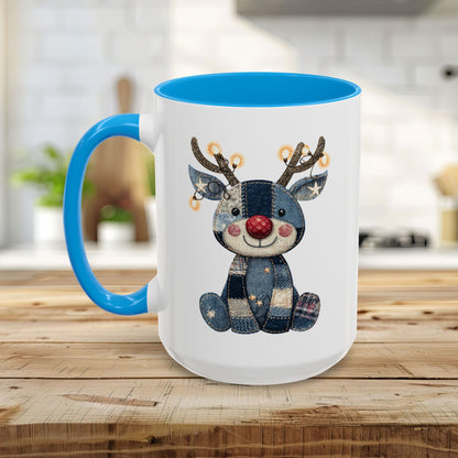 Cute Patchwork Reindeer Coffee Mug (11oz & 15oz)