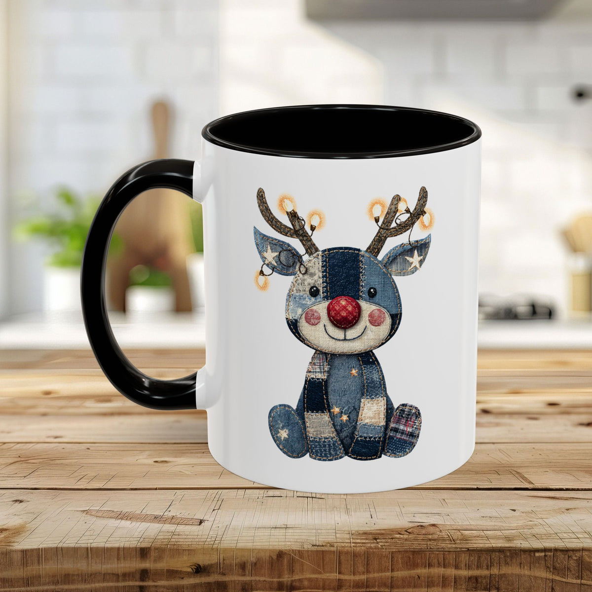 Cute Patchwork Reindeer Coffee Mug (11oz & 15oz)