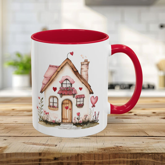 Cute Pink Valentine's Cottage Mug (11/15oz)