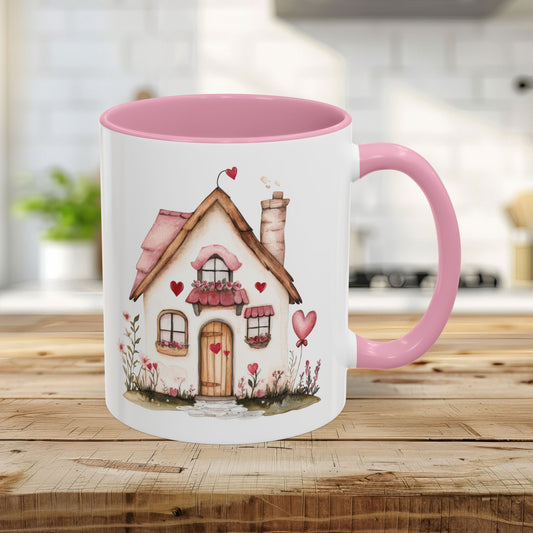 Cute Pink Valentine's Cottage Mug (11/15oz)