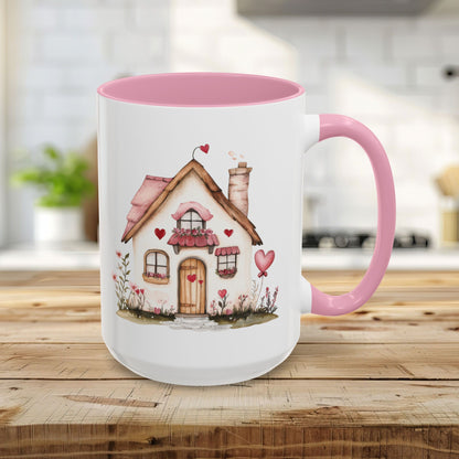 Cute Pink Valentine's Cottage Mug (11/15oz)