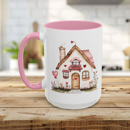 Cute Pink Valentine's Cottage Mug (11/15oz)