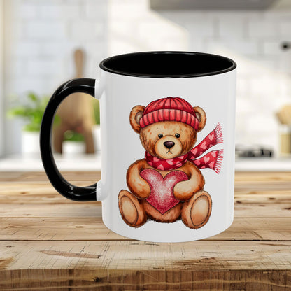 Cute Valentine's Teddy Bear with Heart Mug (11/15oz)