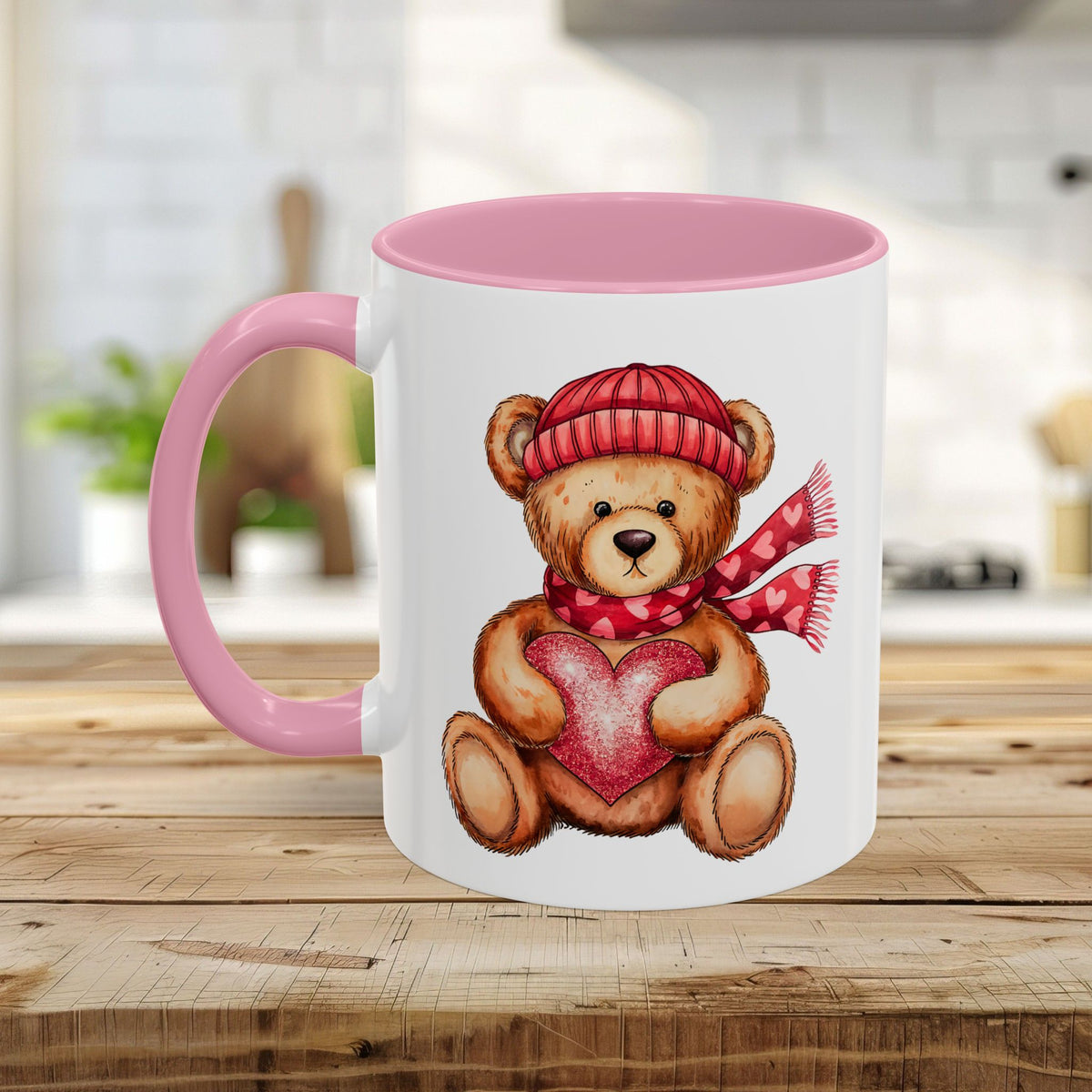 Cute Valentine's Teddy Bear with Heart Mug (11/15oz)