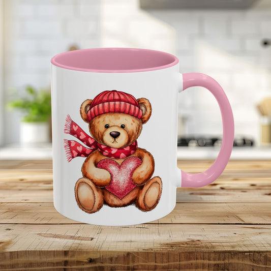 Cute Valentine's Teddy Bear with Heart Mug (11/15oz)