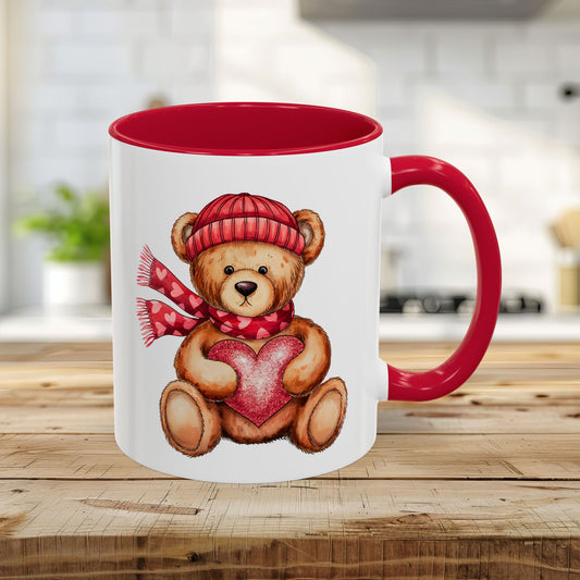 Cute Valentine's Teddy Bear with Heart Mug (11/15oz)