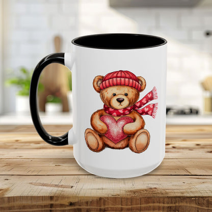 Cute Valentine's Teddy Bear with Heart Mug (11/15oz)