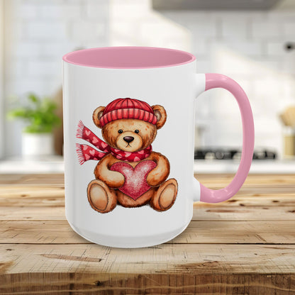 Cute Valentine's Teddy Bear with Heart Mug (11/15oz)