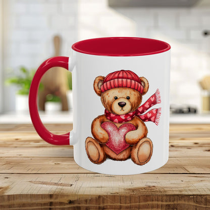 Cute Valentine's Teddy Bear with Heart Mug (11/15oz)