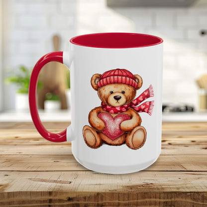 Cute Valentine's Teddy Bear with Heart Mug (11/15oz)
