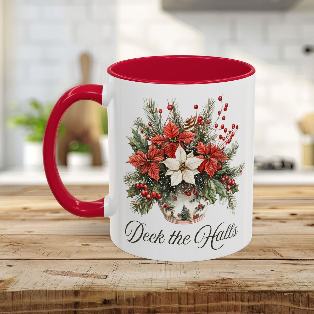 Deck the Halls Holiday Poinsettia Mug (11/15oz)