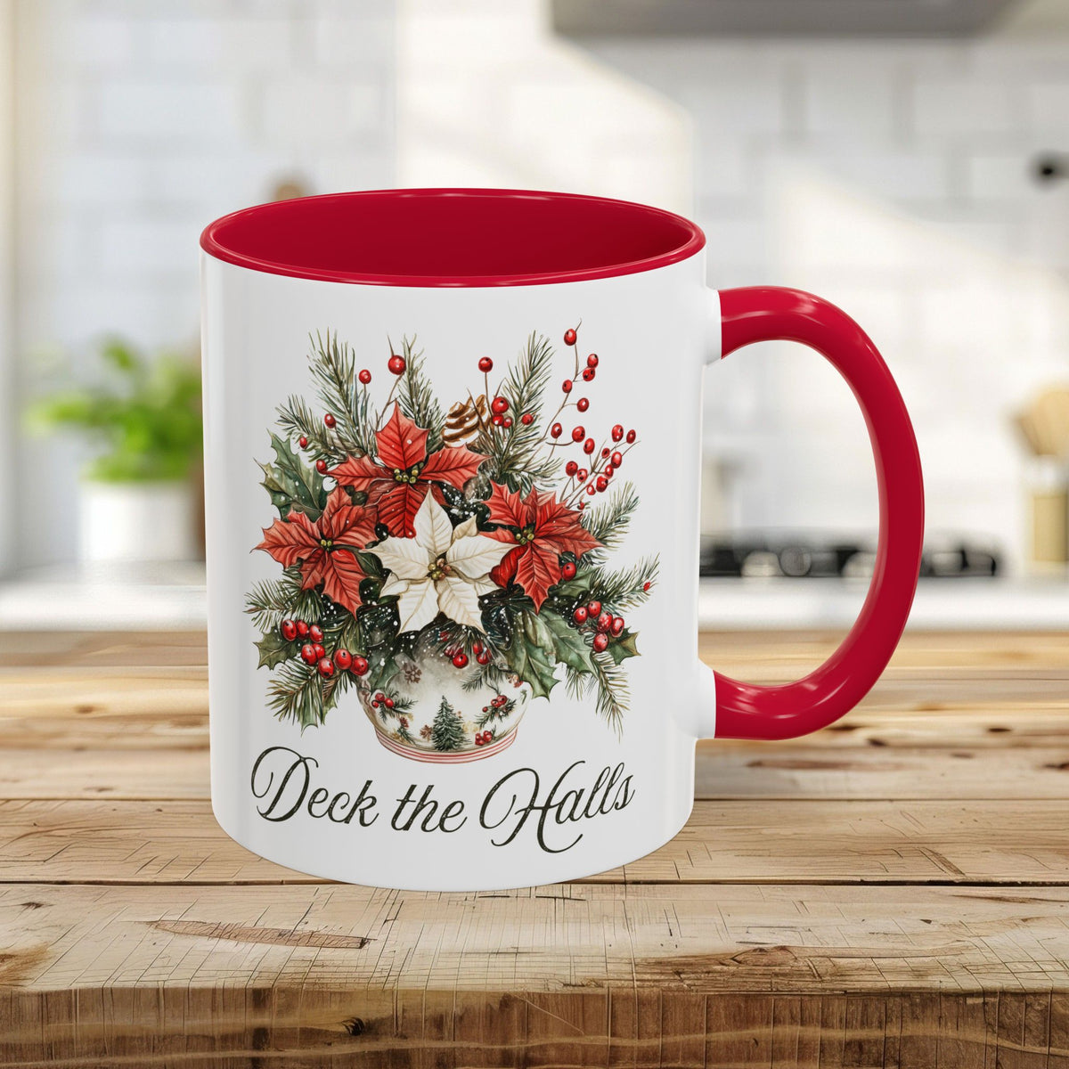 Deck the Halls Holiday Poinsettia Mug (11/15oz)