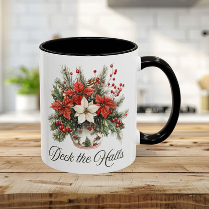 Deck the Halls Holiday Poinsettia Mug (11/15oz)