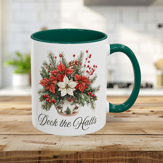 Deck the Halls Holiday Poinsettia Mug (11/15oz)