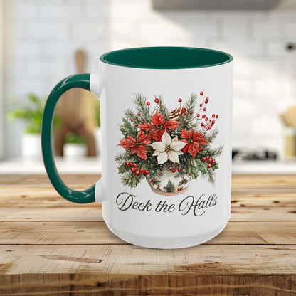 Deck the Halls Holiday Poinsettia Mug (11/15oz)