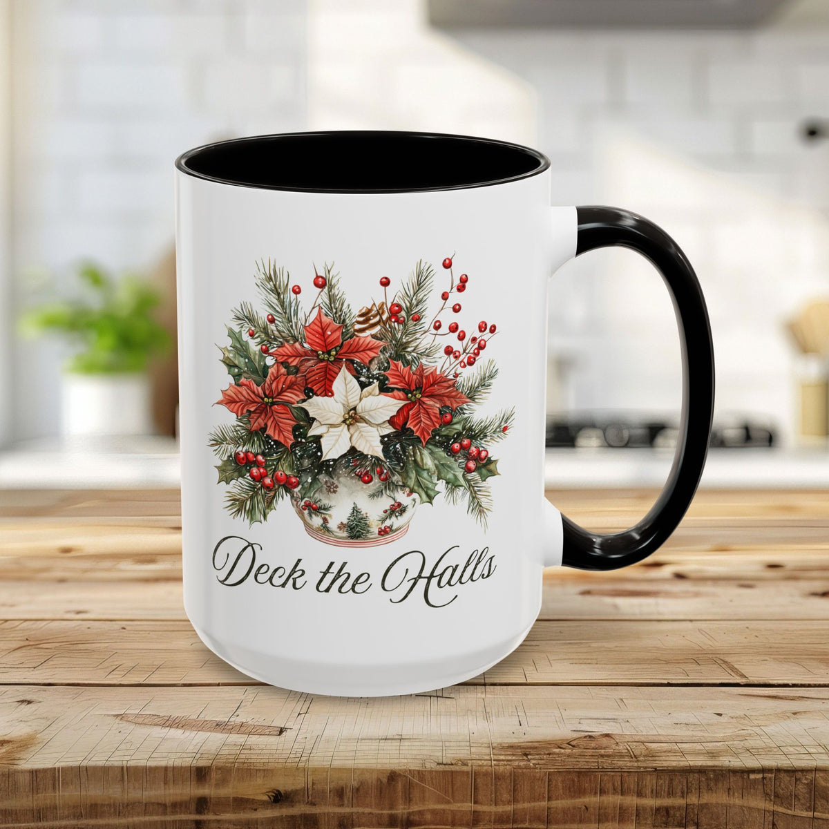 Deck the Halls Holiday Poinsettia Mug (11/15oz)