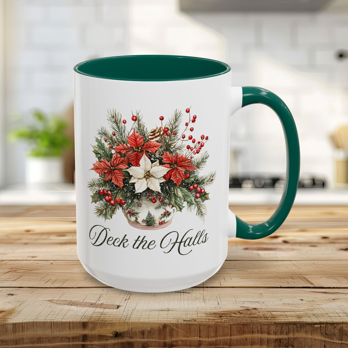 Deck the Halls Holiday Poinsettia Mug (11/15oz)