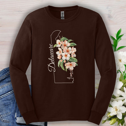 Delaware State Flower Long Sleeve Tee - Peach Blossoms