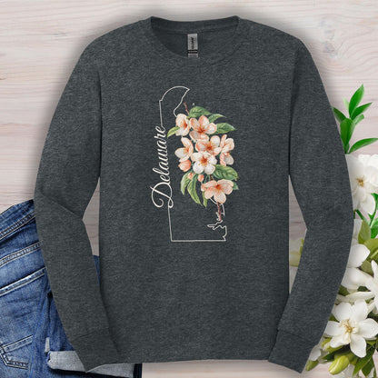 Delaware State Flower Long Sleeve Tee - Peach Blossoms