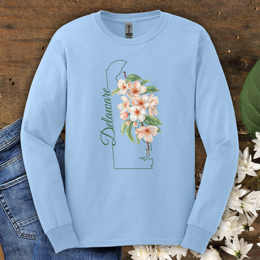 Delaware State Flower Long Sleeve Tee - Peach Blossoms