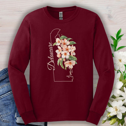 Delaware State Flower Long Sleeve Tee - Peach Blossoms