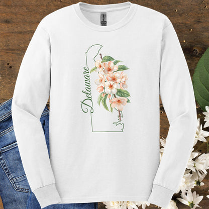 Delaware State Flower Long Sleeve Tee - Peach Blossoms