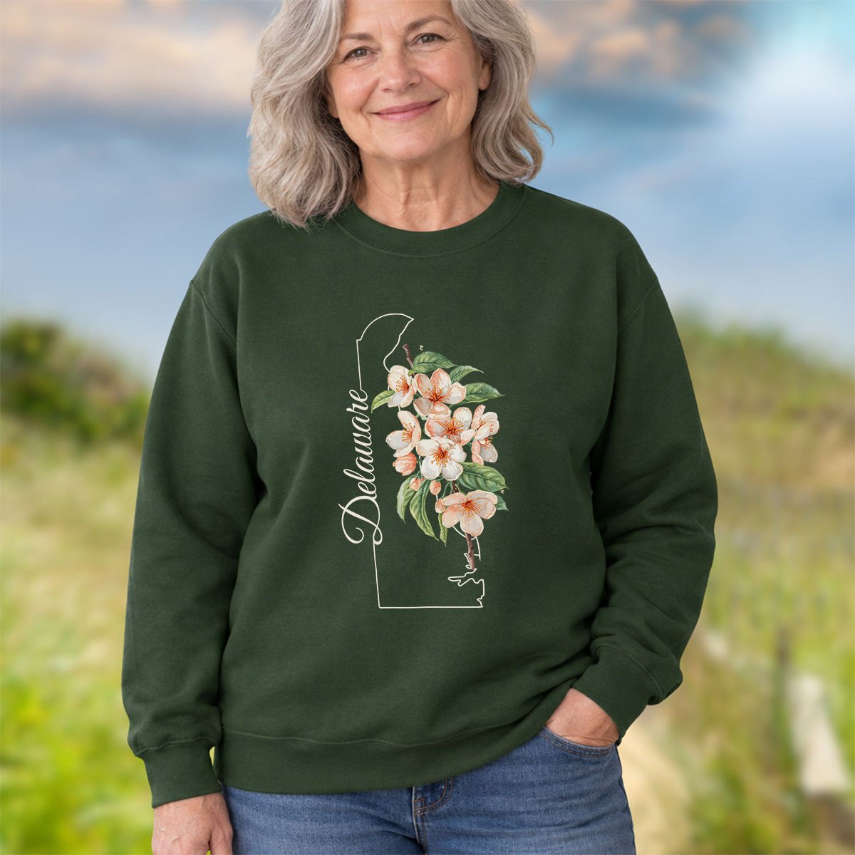 Delaware State Flower Sweatshirt - Peach Blossoms