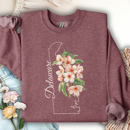 Delaware State Flower Sweatshirt - Peach Blossoms