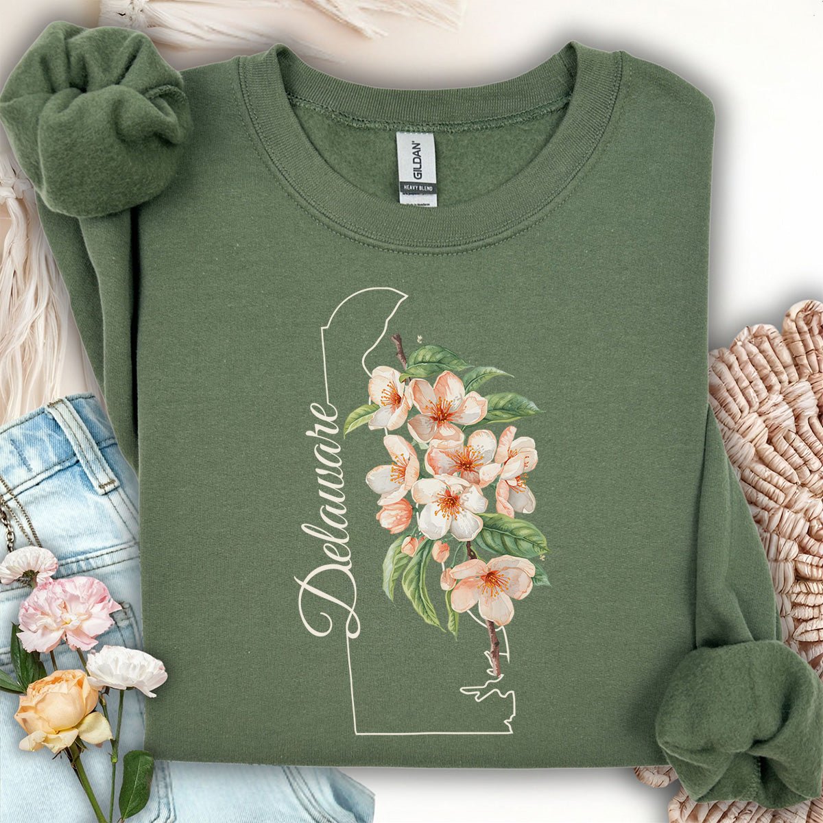 Delaware State Flower Sweatshirt - Peach Blossoms