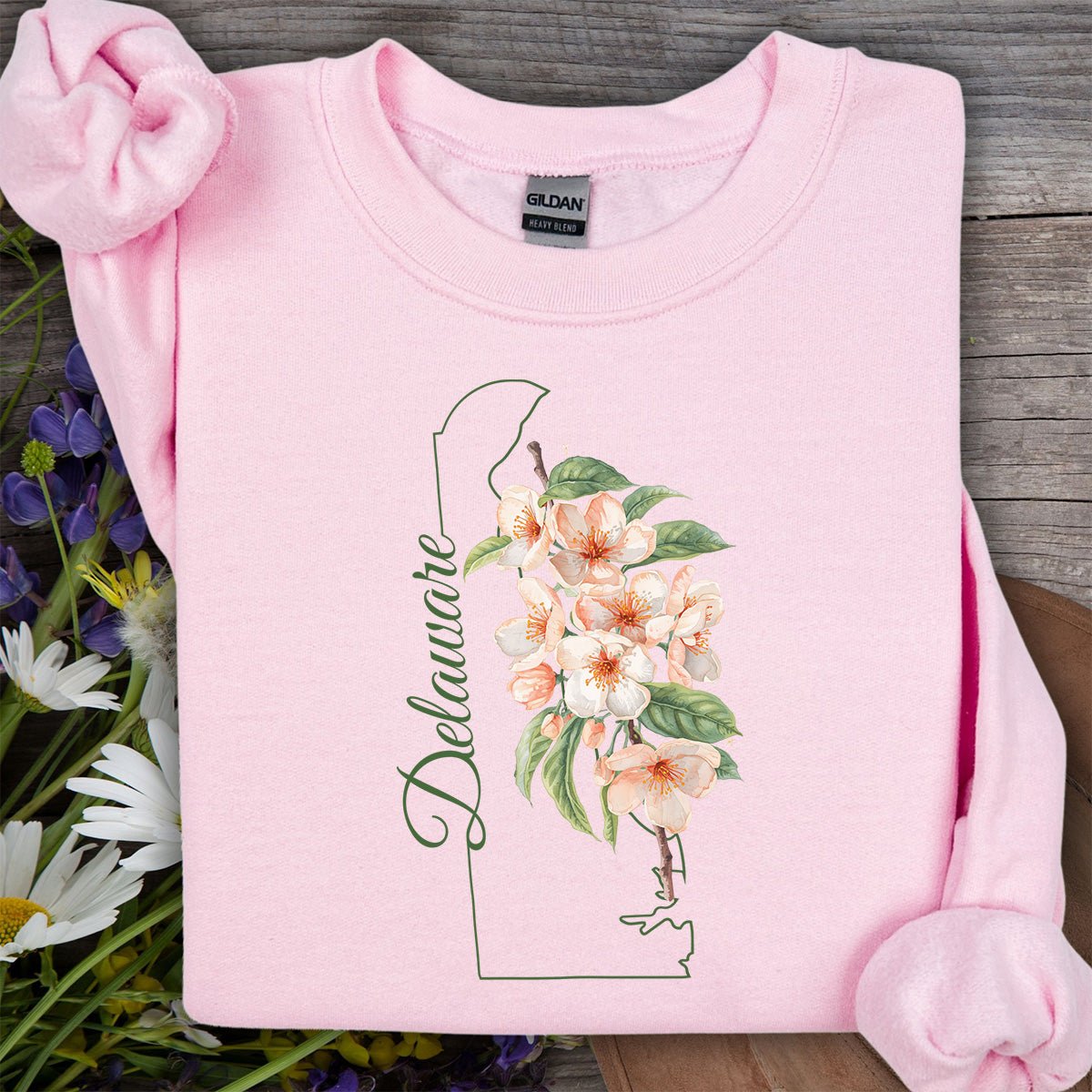 Delaware State Flower Sweatshirt - Peach Blossoms