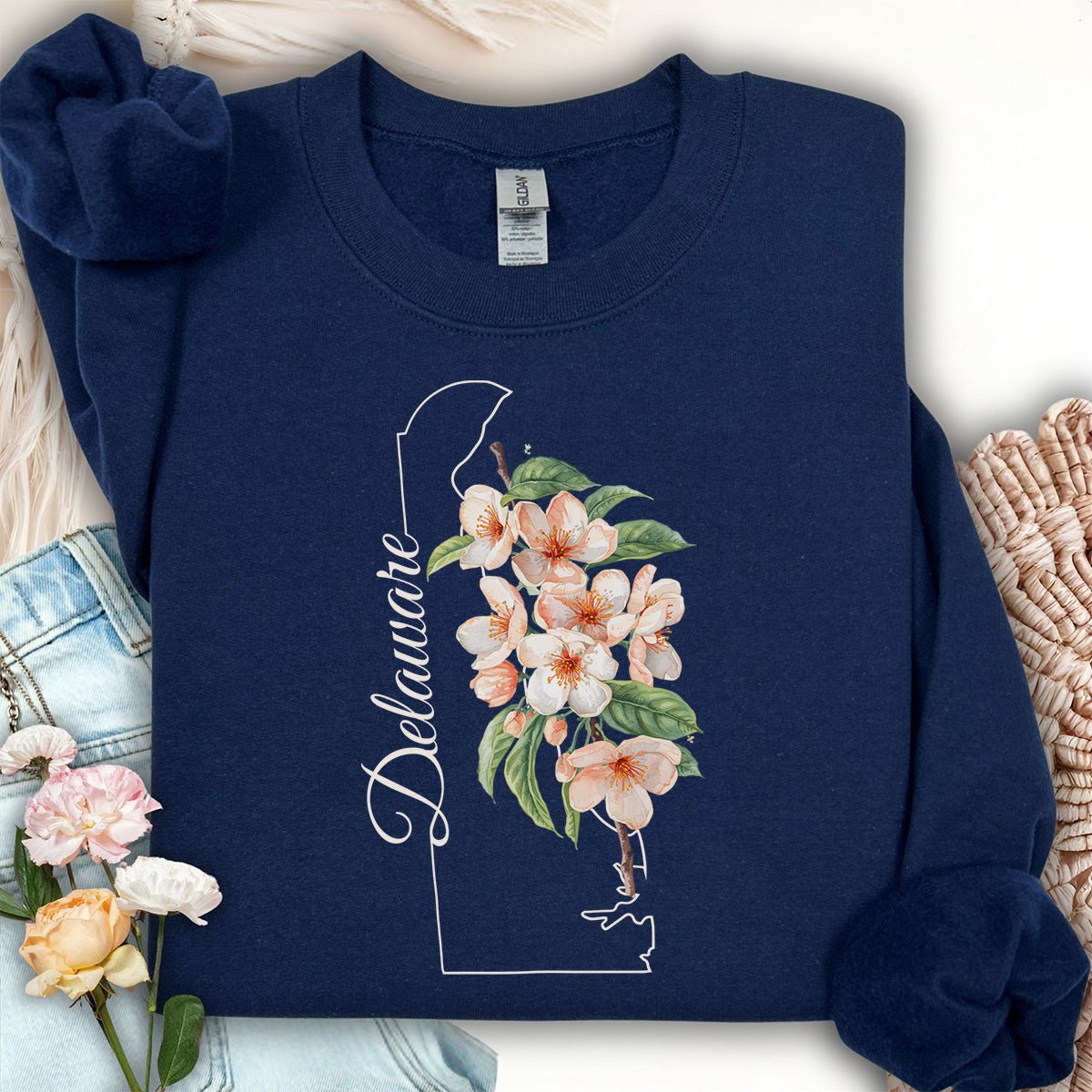 Delaware State Flower Sweatshirt - Peach Blossoms