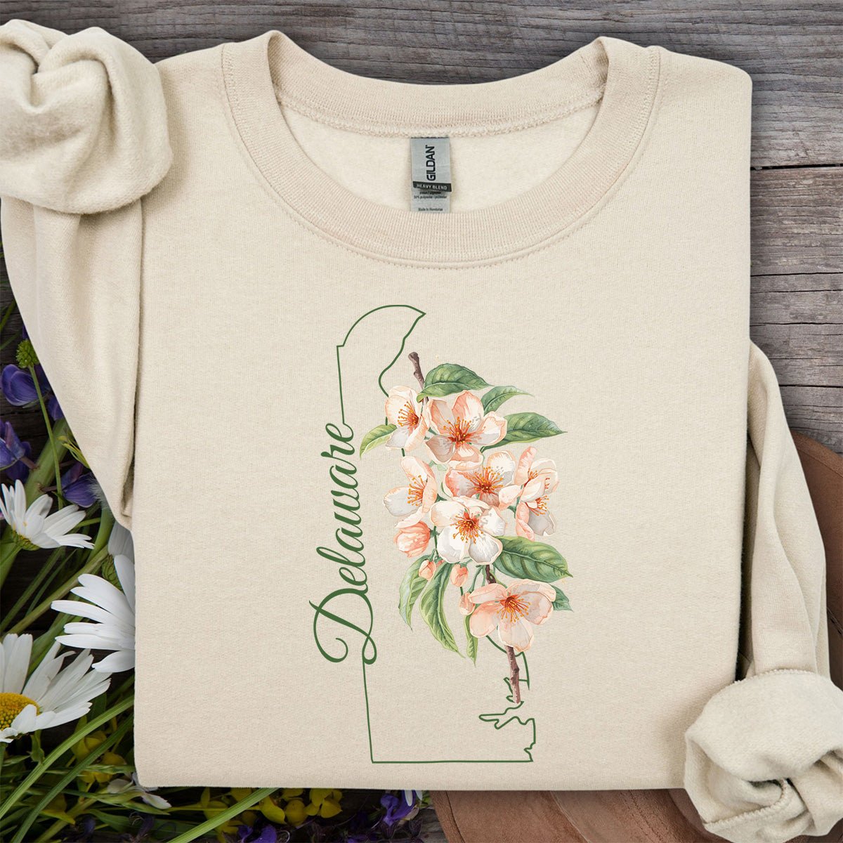 Delaware State Flower Sweatshirt - Peach Blossoms