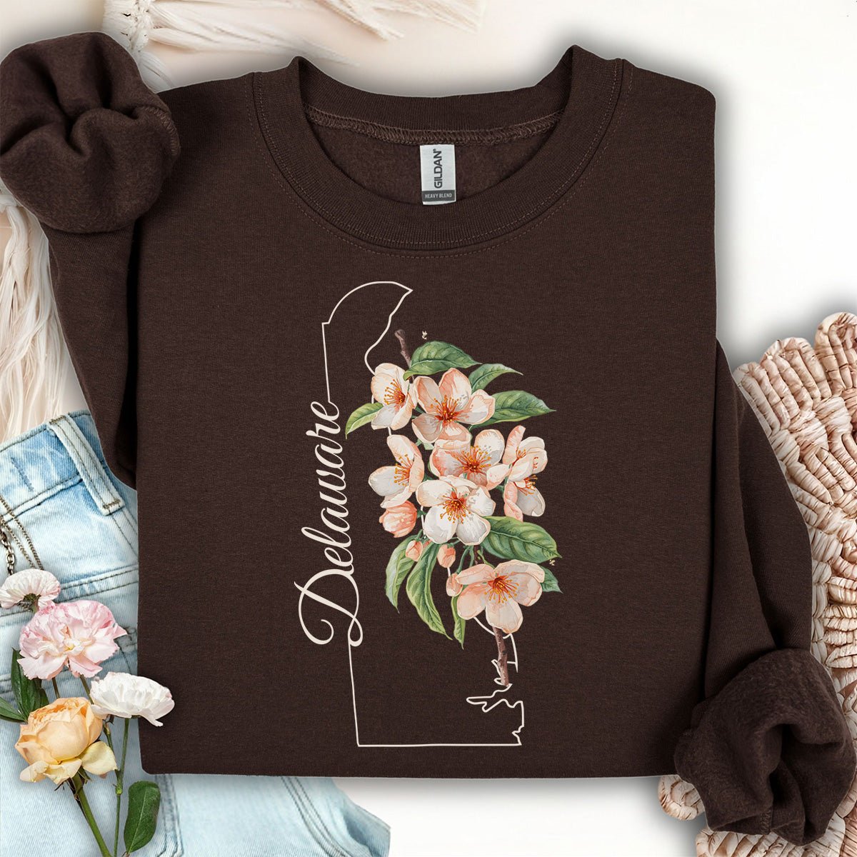 Delaware State Flower Sweatshirt - Peach Blossoms