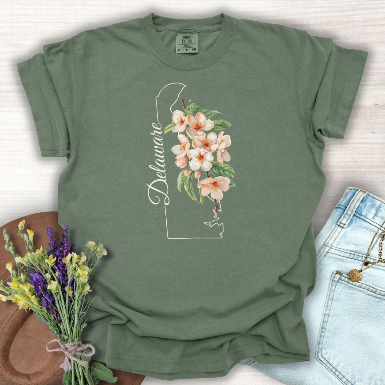 Delaware State Flower T-Shirt — Peach Blossoms
