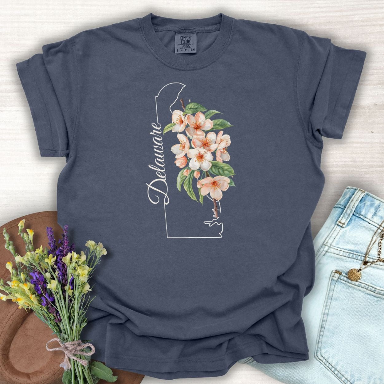 Delaware State Flower T-Shirt — Peach Blossoms
