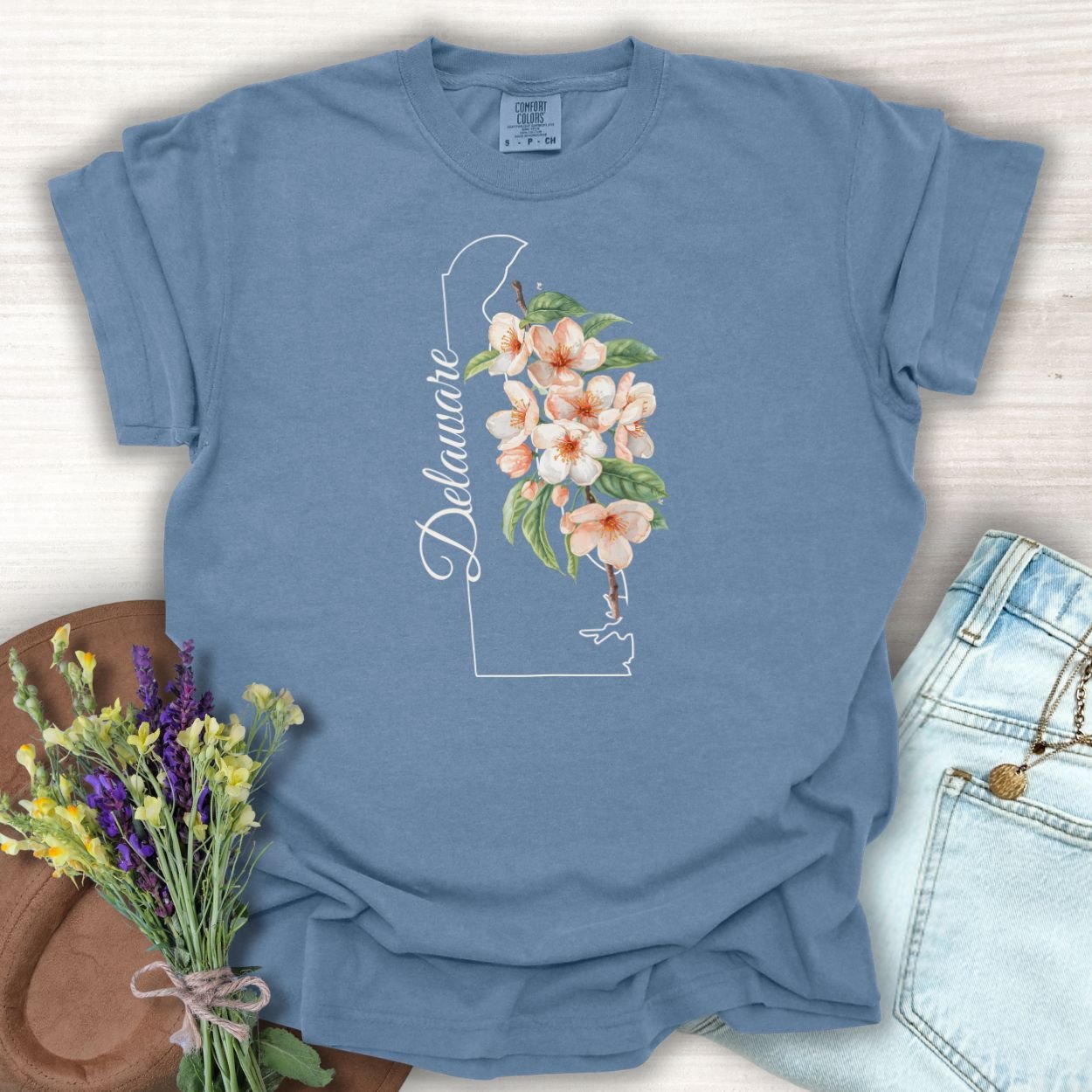Delaware State Flower T-Shirt — Peach Blossoms