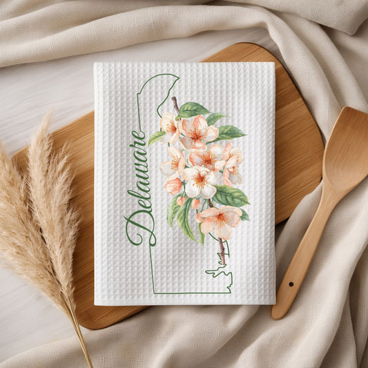 Delaware State Flower Tea Towel  — Peach Blossoms