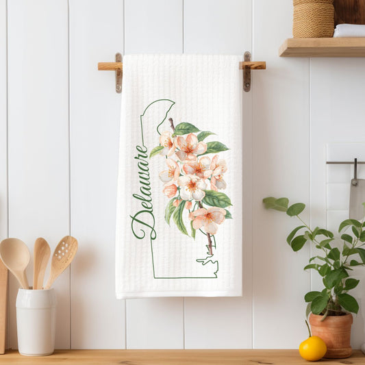Delaware State Flower Tea Towel  — Peach Blossoms