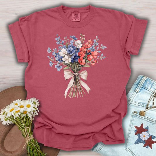Delicate Patriotic Bouquet with Ribbon T-Shirt