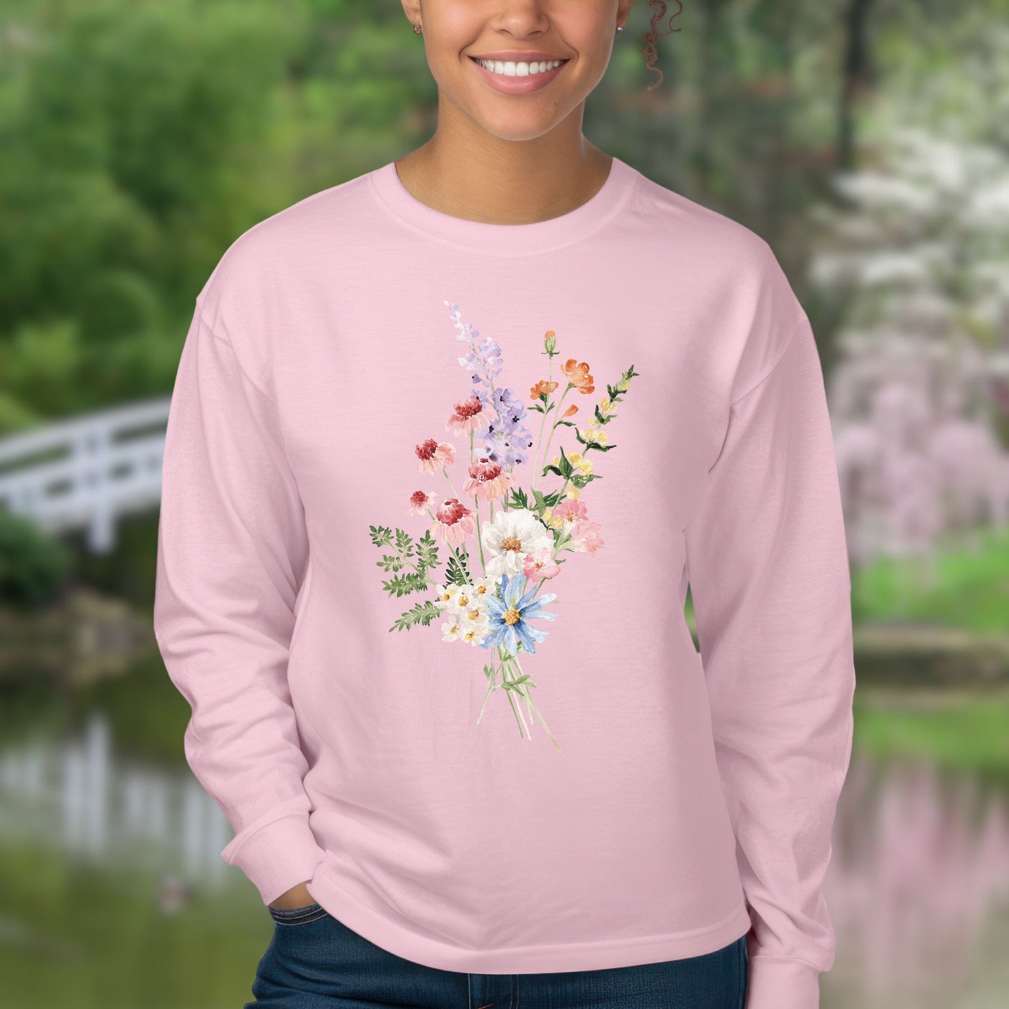 Delicate Summer Wildflowers Long Sleeve Tee