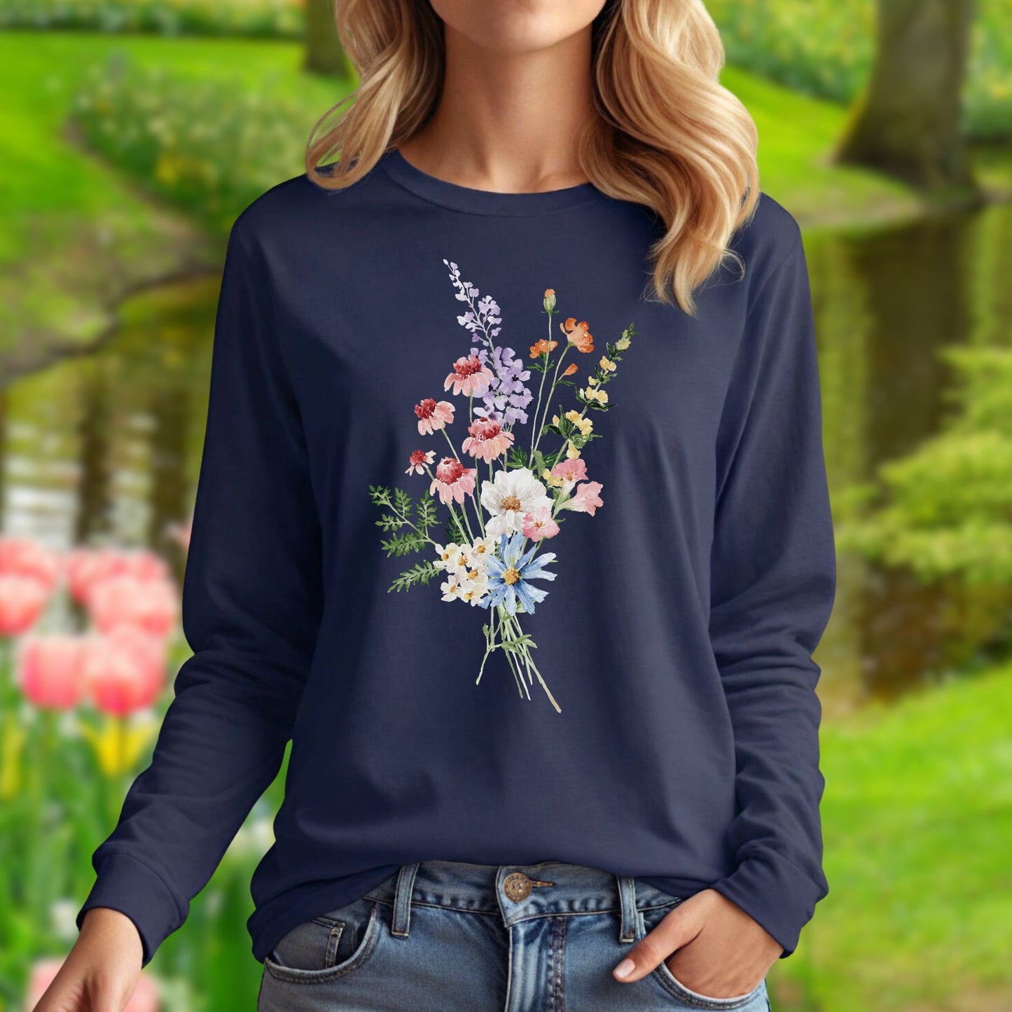 Delicate Summer Wildflowers Long Sleeve Tee