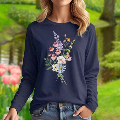 Delicate Summer Wildflowers Long Sleeve Tee
