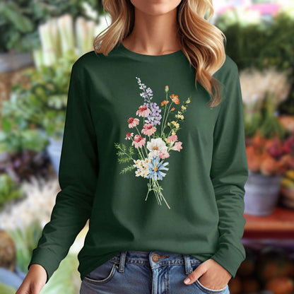 Delicate Summer Wildflowers Long Sleeve Tee