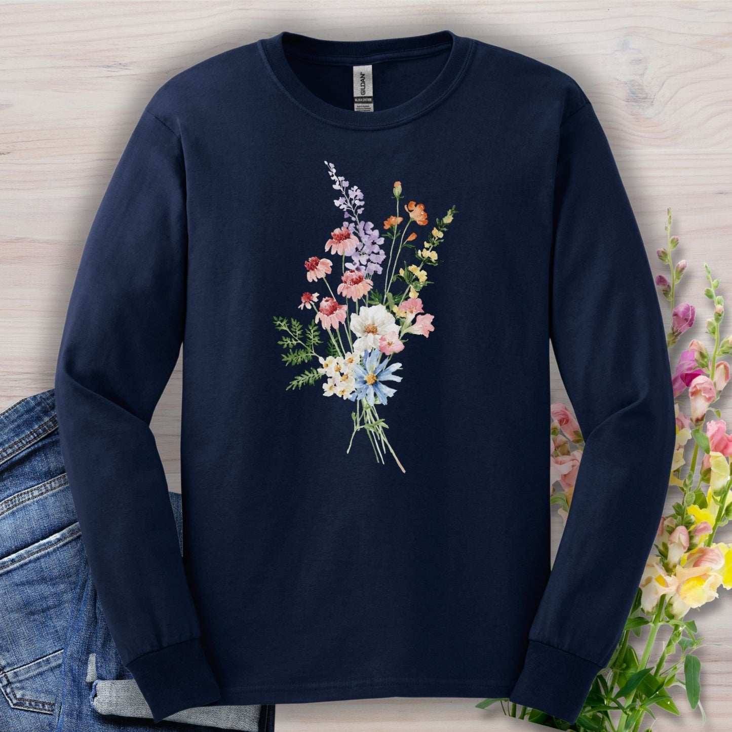 Delicate Summer Wildflowers Long Sleeve Tee