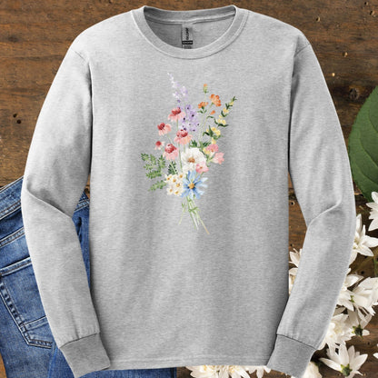 Delicate Summer Wildflowers Long Sleeve Tee