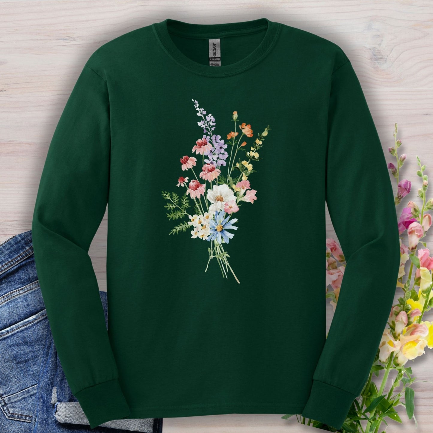 Delicate Summer Wildflowers Long Sleeve Tee