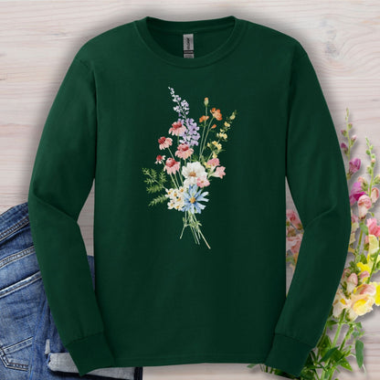 Delicate Summer Wildflowers Long Sleeve Tee