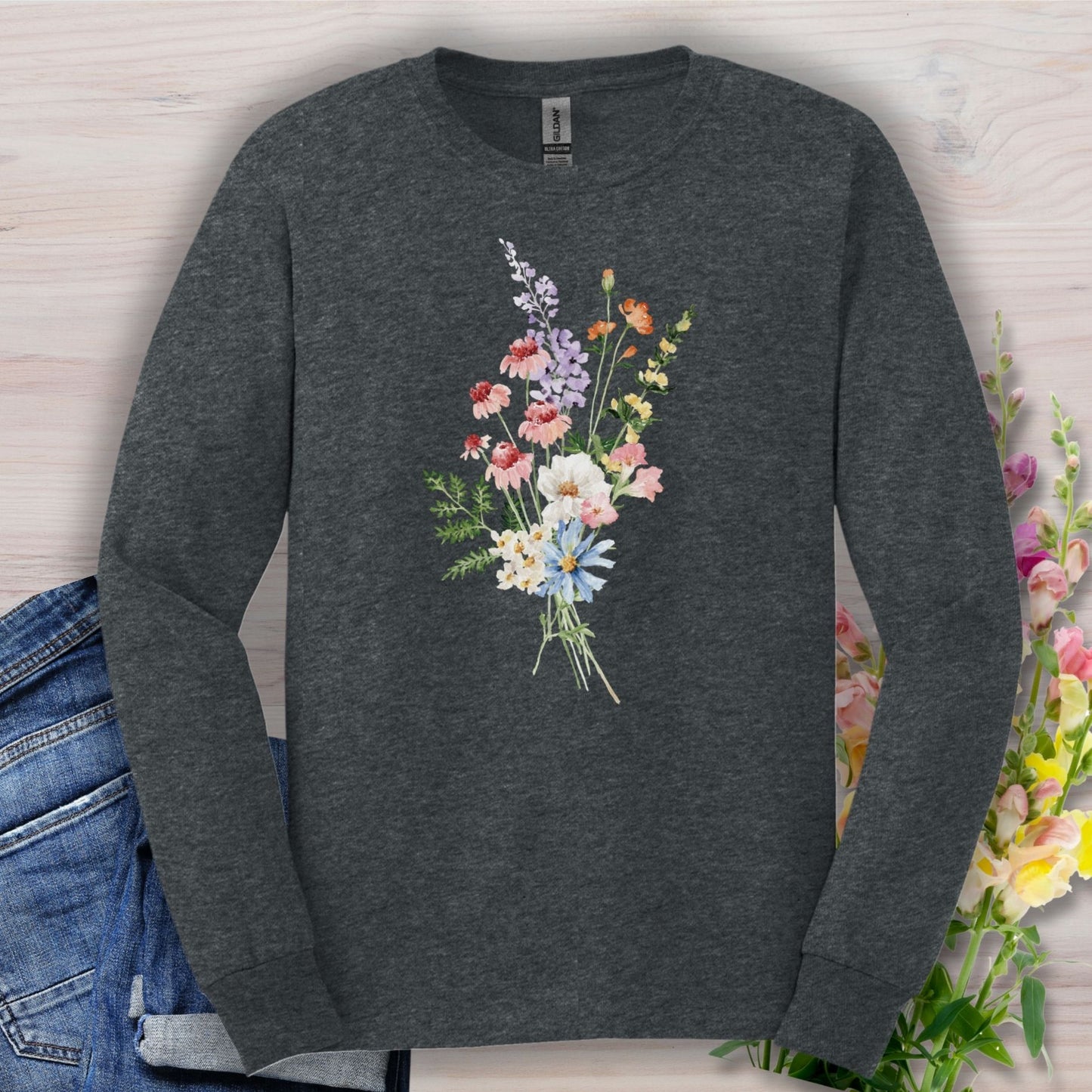 Delicate Summer Wildflowers Long Sleeve Tee