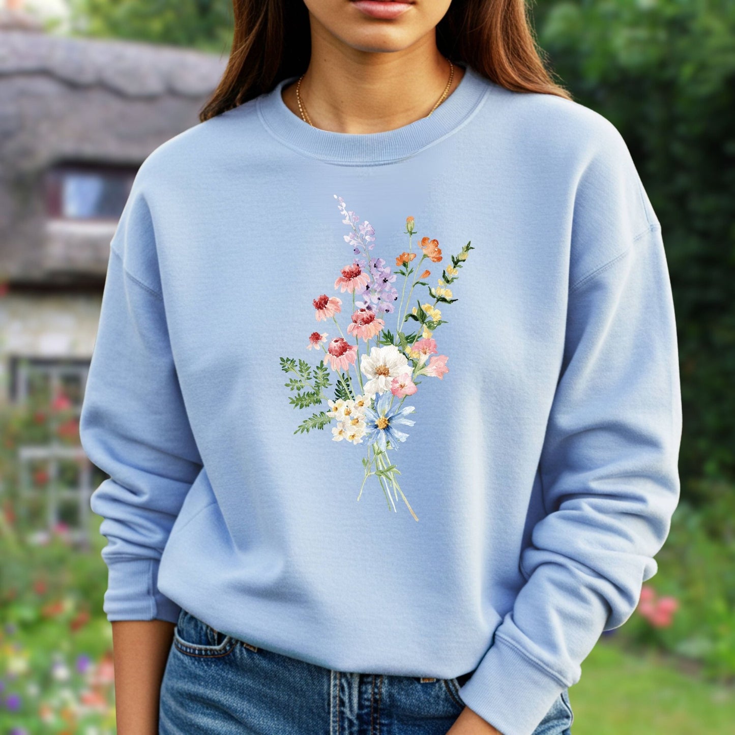 Delicate Summer Wildflowers Sweatshirt